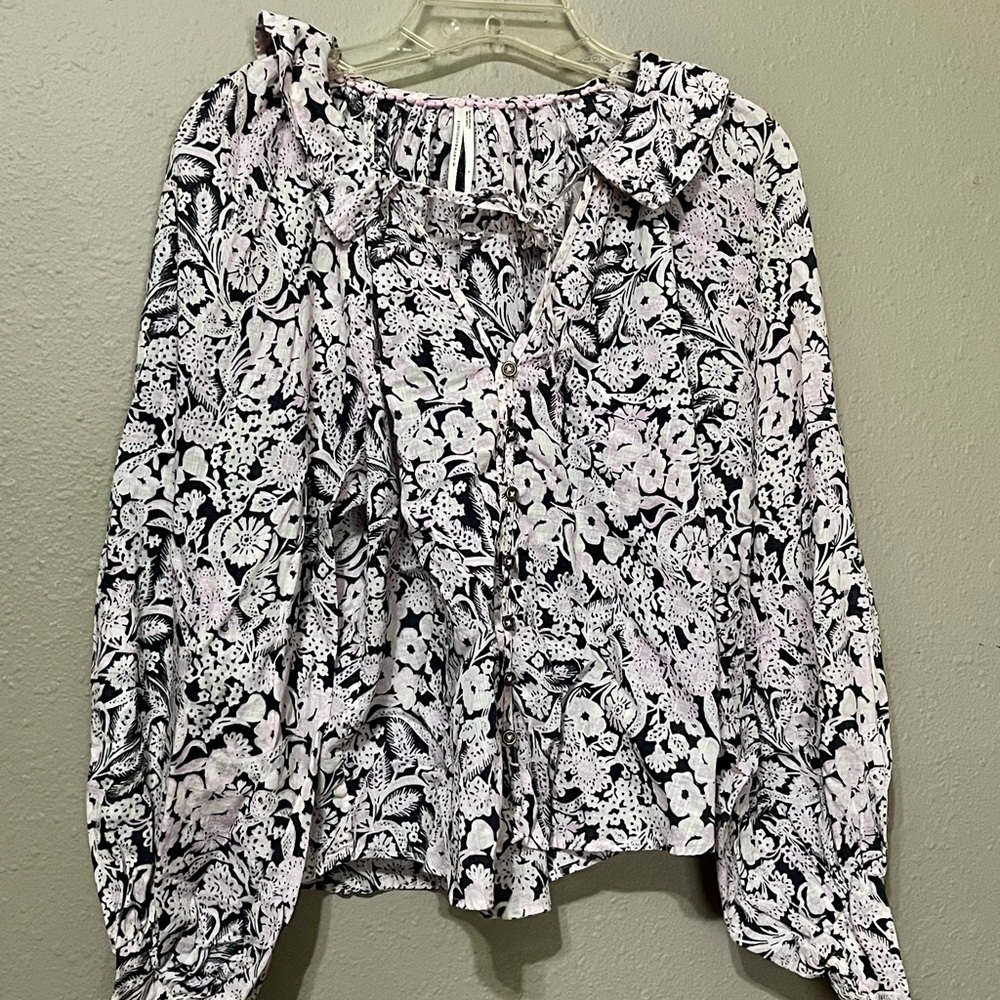 Anthropologie Floral Peasant Blouse